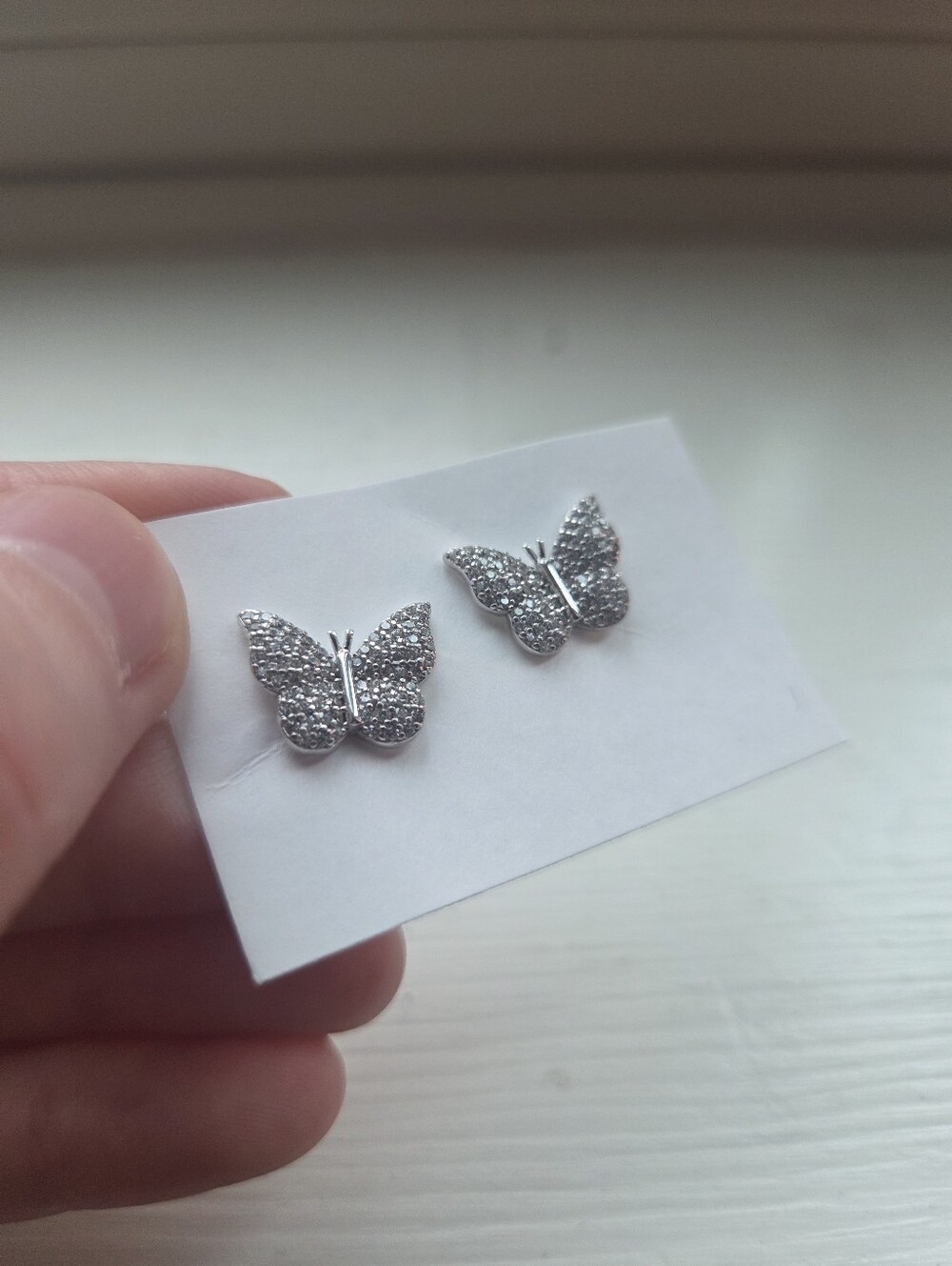 Sterling Silver Butterfly Cubic Zirconia Stud Earrings